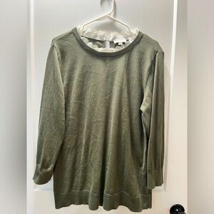 LOFT Green Sweater with Neck detail